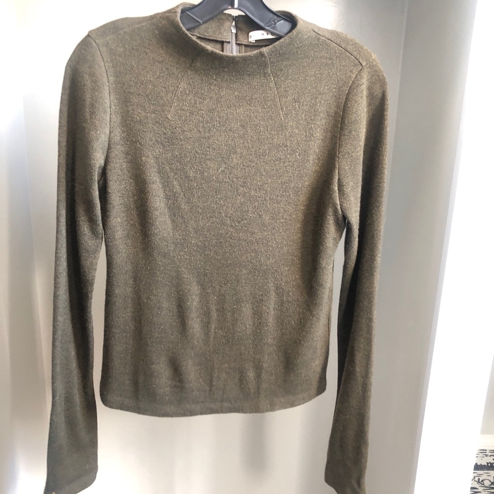 Alice + Olivia olive green mock neck knit top